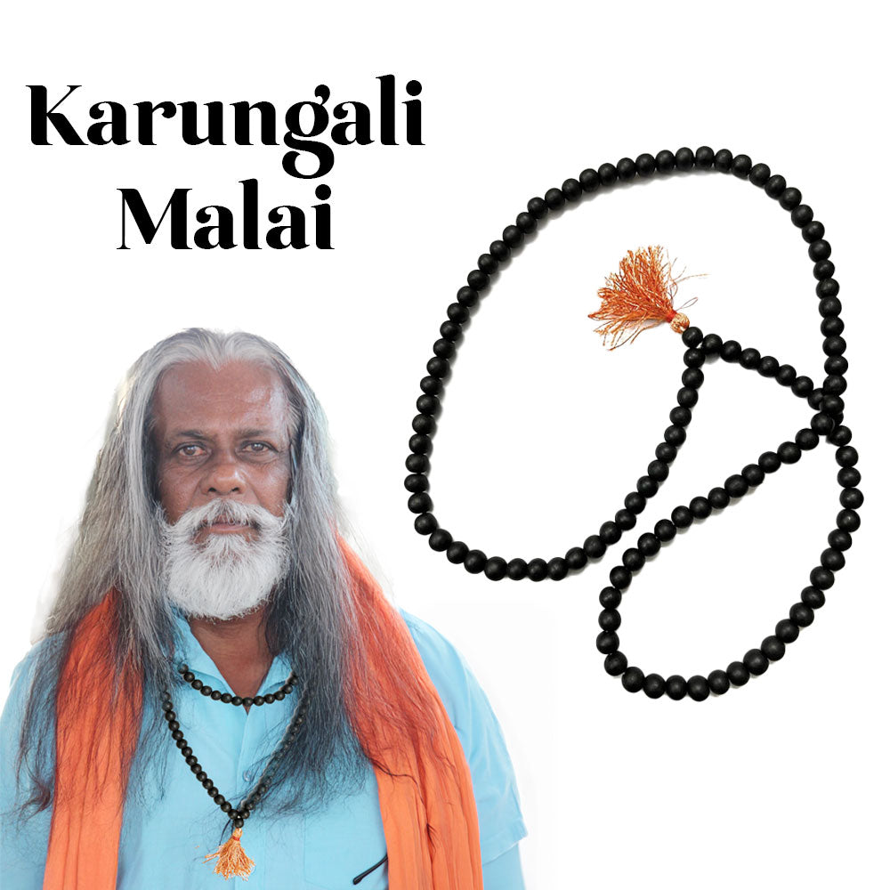 Karungali Mala Vedvasi Certified Original 8mm (Pack of 1) 100% Natural Unpolished Karungali Malai Original Karungali Malai 108 Beads - Black Ebony Wood Mala, Original and Natural Karukali Malai