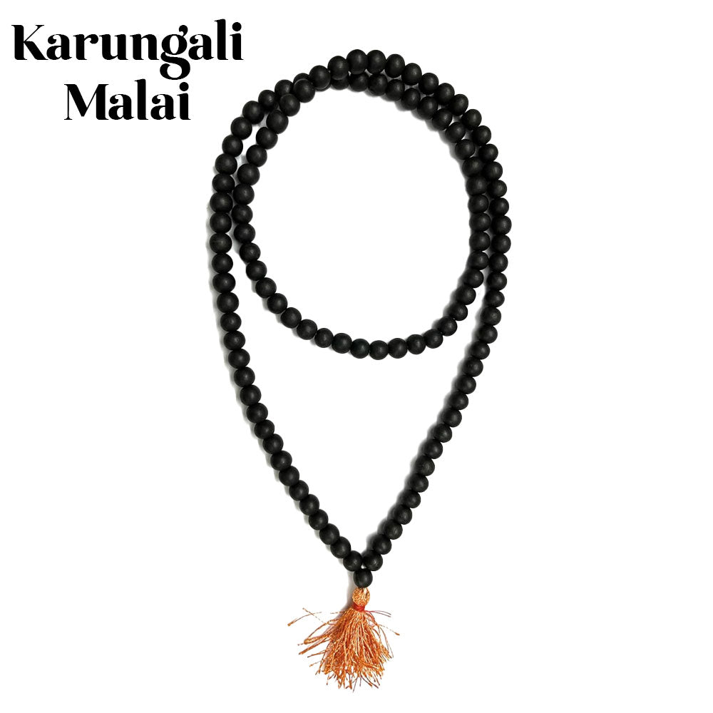 Karungali Mala Vedvasi Certified Original 8mm (Pack of 1) 100% Natural Unpolished Karungali Malai Original Karungali Malai 108 Beads - Black Ebony Wood Mala, Original and Natural Karukali Malai