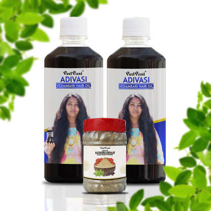 Adivasi Vedambari Herbal Hair Oil for Hair Growth & Hair Fall Control + Free Shampoo Powder